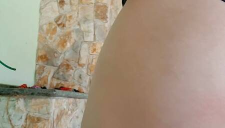 The machine broked on a very hot day, I got home and the naked maid was washing clothes in the sink