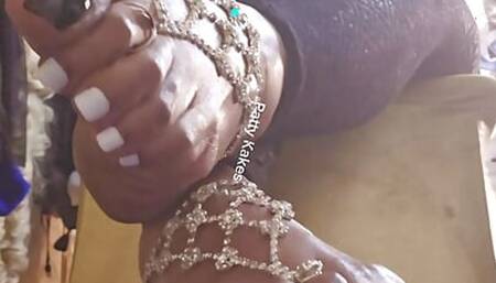 Soles in rhinestone barefoot sandal