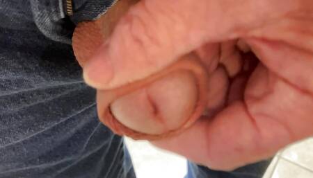 Stroking soft cock