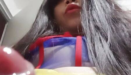 Guy caught crossdressing in girlfriend's costume