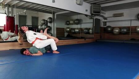 Athletic Michela dominates the weakling