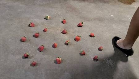 Size 14 heels on strawberries
