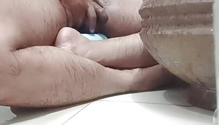 Hot Desi man bathing nude in sexy underwear