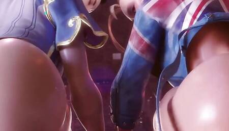 3D Compilation: Street Fighter Chunli Threesome Cammy Dick Ride Creampie Juri Uncensored Hentai