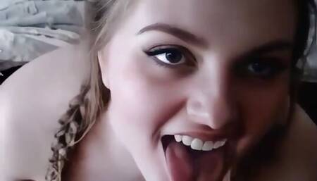 Sorority Freshman's First Cumshot Facial in College