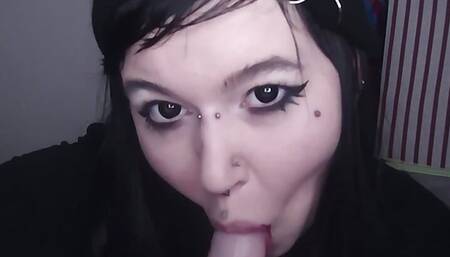 Slutty emo girl sloppy blowjob
