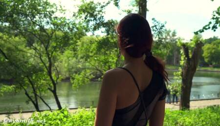 Summer Walk. Jeny Smith walking in public