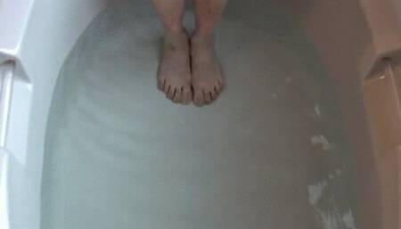 Asian CD strip solo in bath tub wearing red lingerie