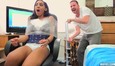 Gorgeous ebony chick Valentina Vega fucked by white penis