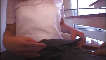 Japanese school girl having fun with her classmate