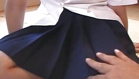 Stunning Japanese babe getting her hairy pussy fucked