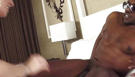 Curvy sunbathing milf steps in to relax with a large chocolate meat stick