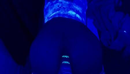 Neon huge dildo on fucking machine part 2