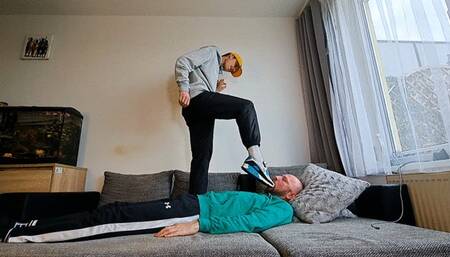 Two Hot Guys Trampling & Foot Domination Scenario