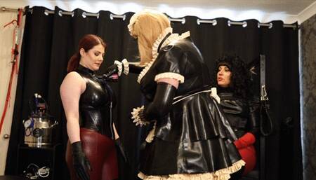 Latex maids shine duties!