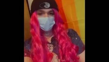 Cute Transgirl plays with hair