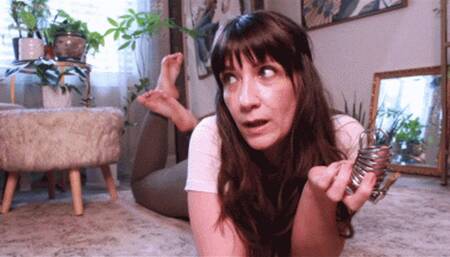 Time for feeding, chastity foot-slave