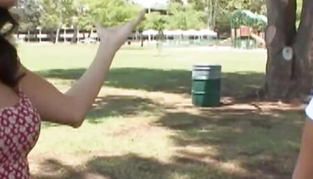 After meeting up the brunettes head home to quench their thirst for lesbian pussy eating