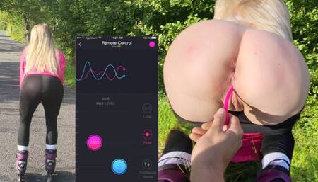 Remote controlled vibrator while exercising in public ends with hot anal