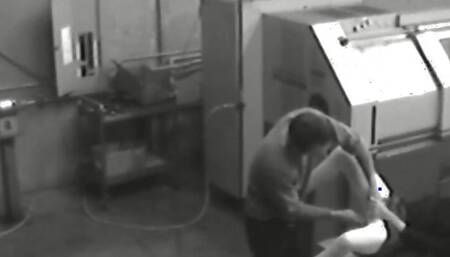 Co workers masturbating in horny office warehouse