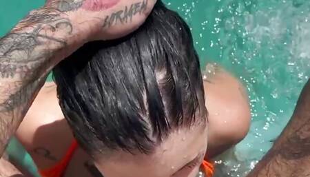 Being sucked in the pool by my friend's wife