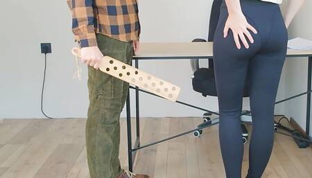 Hard paddle spanking in the principal's office
