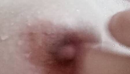 Play with small boobs after shower