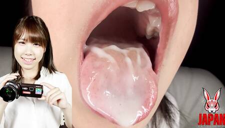 Misaki Katase's POV Mouth Selfie with Her Orange-Tinged Tongue and Sticky Saliva!