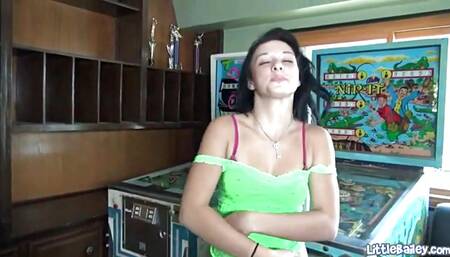 Slutty solo teen masturbates with toy