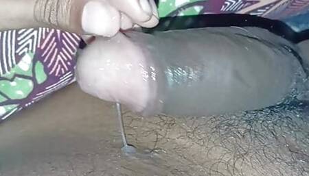 Indian sexy boy doing sloppy handjob with his own Cumshot