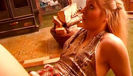 A young German blonde gets her slutty face sprayed with cum