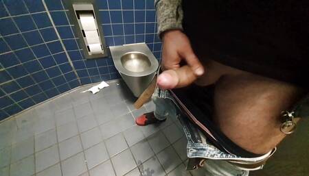 Public restroom on the highway toilete jerkoff risky full pleasure