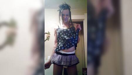 millie wets diaper with purple mini skirt and plays!