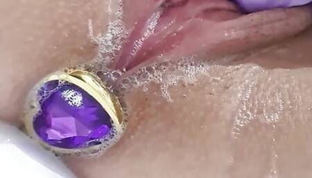 Anal plug, medical gloves and other purple goodies...:)