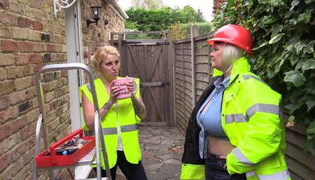Two MILF Builders Have Lesbian Kitchen Sex