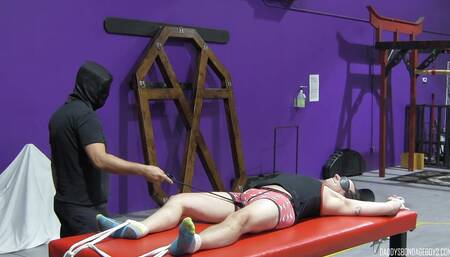 Dominant Kaden Roads spanks and Floggs bound sub Casey Wood