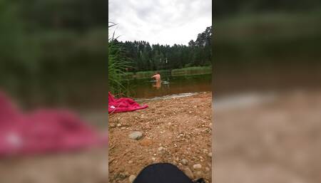 Naked alone on the beach