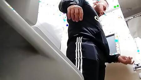 security guard in the bathroom