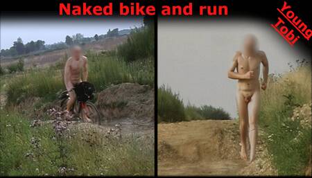 Nude biking and running in public nature at mining area. Young Tobi Exhibitionist Tobi00815