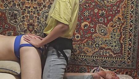 Anastasia Mistress very hard strapon her man slave homemade Sasha Earth and destroyed his ass