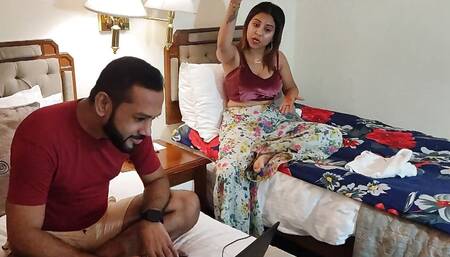 A Stylish Desi Woman with His Friend in a Hotel Room