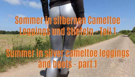 Summer in silver cameltoe leggings, part 1 - Sommer in silbernen Cameltoe-Leggings, Teil 1