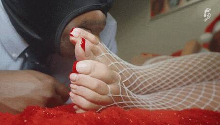 HE SPOILS ME FOR CHRISTMAS, AND I REWARD HIM BY MAKING HIM EAT MY FEET AND TICKLE THEM, I LOVE THAT!