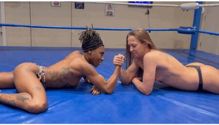 Part 1 FIRST TIME EVER Cheyenne Jewel vs Kirra Blaze in a Topless Arm Wrestling Match