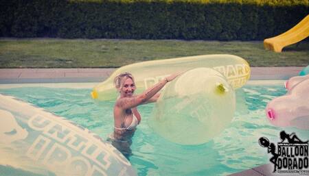 Anni rides and Nailpops GL700 Airships in the Pool 4K UHD Version