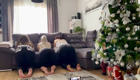 3 sexy girls are farting loud after Christmas dinner