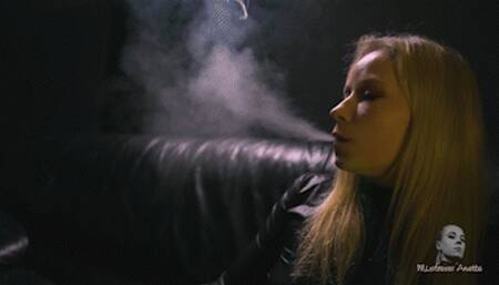 Smoking lady in black 4K MP4
