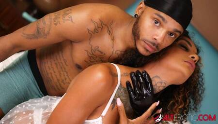 Tattooed rough fucker screwed a long-legged Leah Michelle