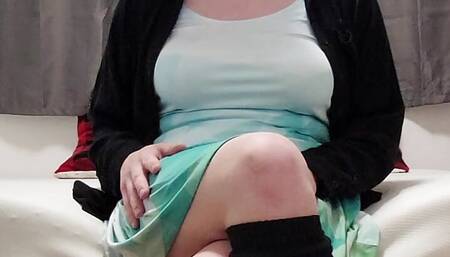 Teased by a femboy crossing her legs