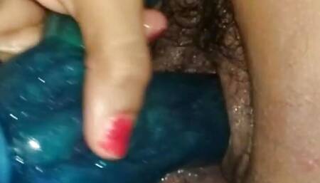Dildo in my hairy pussy
